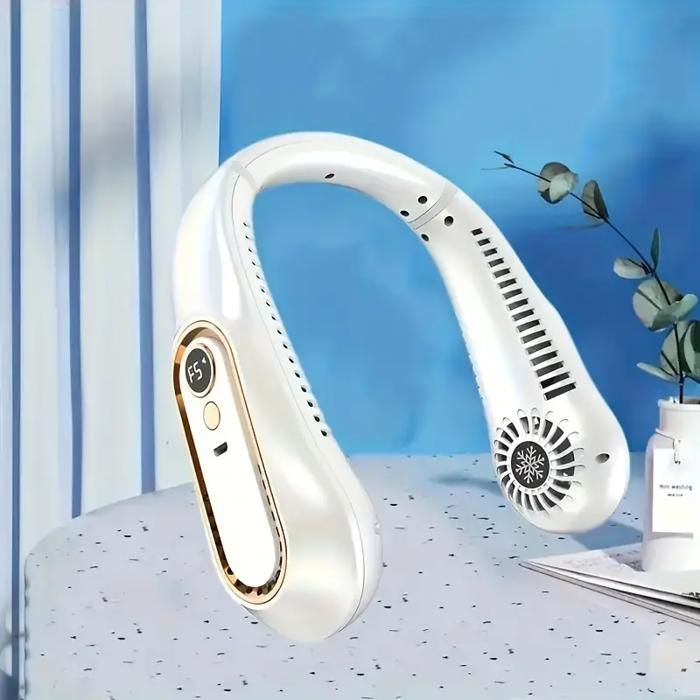 Ventilateur de cou portable avec chargement USB et vitesse du vent réglable adapté aux sports de plein air et aux voyages - Foclatuner