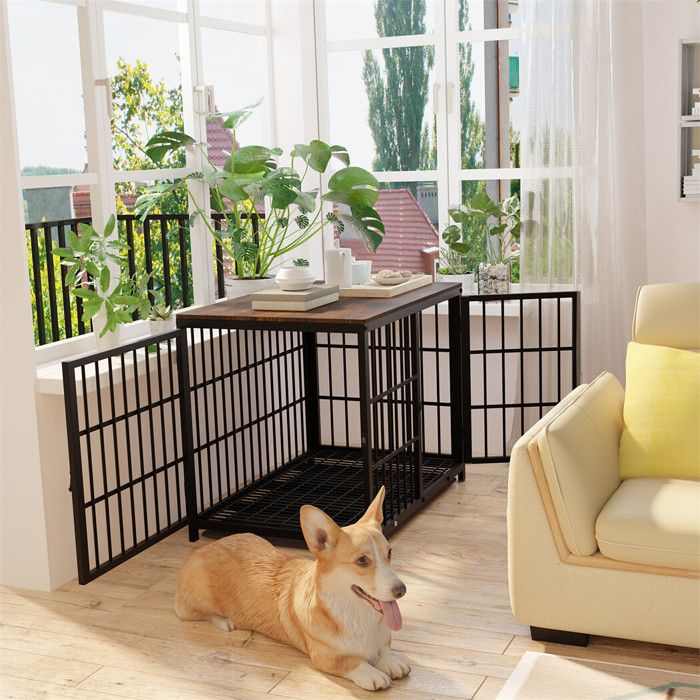 Meilleurs prix pour Cage pour Chien en Bois et en Métal - BingoPaw - Caisse pour Chien - Taille L - 91.5x63.5x74.5cm - Noir