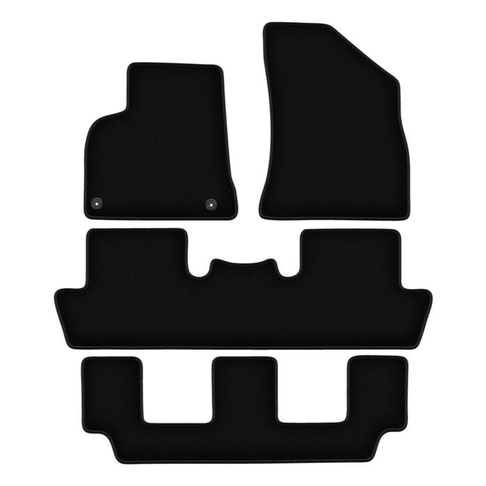 Tapis de sol en velours noir BASIC pour Peugeot 5008 I 7 places (2009-2017)