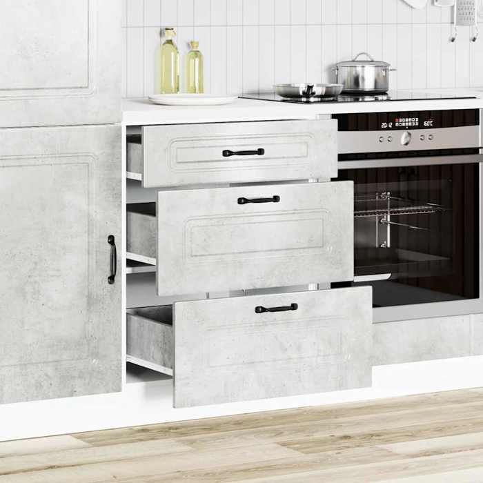 STAR - Buffet de cuisine/Armoire de cuisine Kalmar - stable et durable - gris béton bois dingénierie LL816