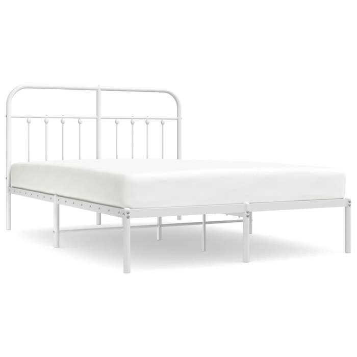 Cadre de lit - VIDAXL - Moderne - Métal blanc - 140x190 cm - Tête de lit incluse