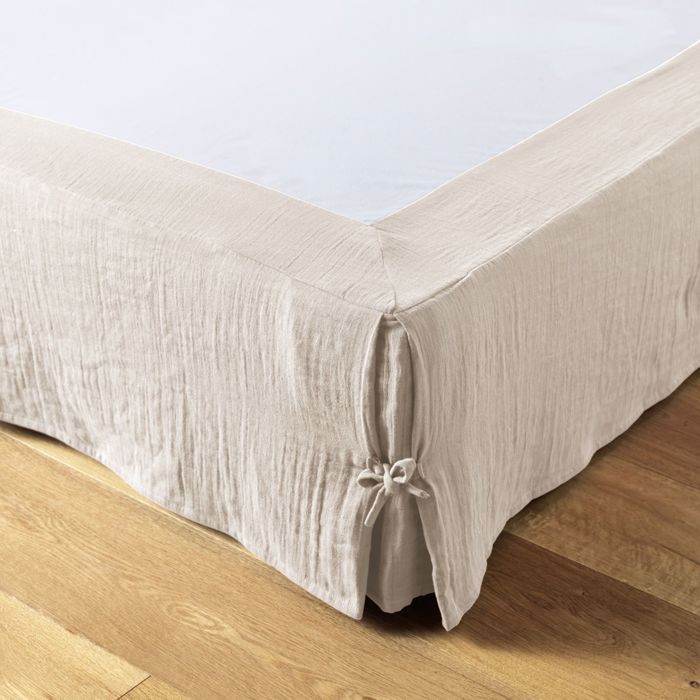Cache sommier double gaze de coton pampa 140x190 cm - Ecru - Terre de Nuit Cache sommier double gaze de coton pampa 140x190 cm - Ecru - Terre de Nuit