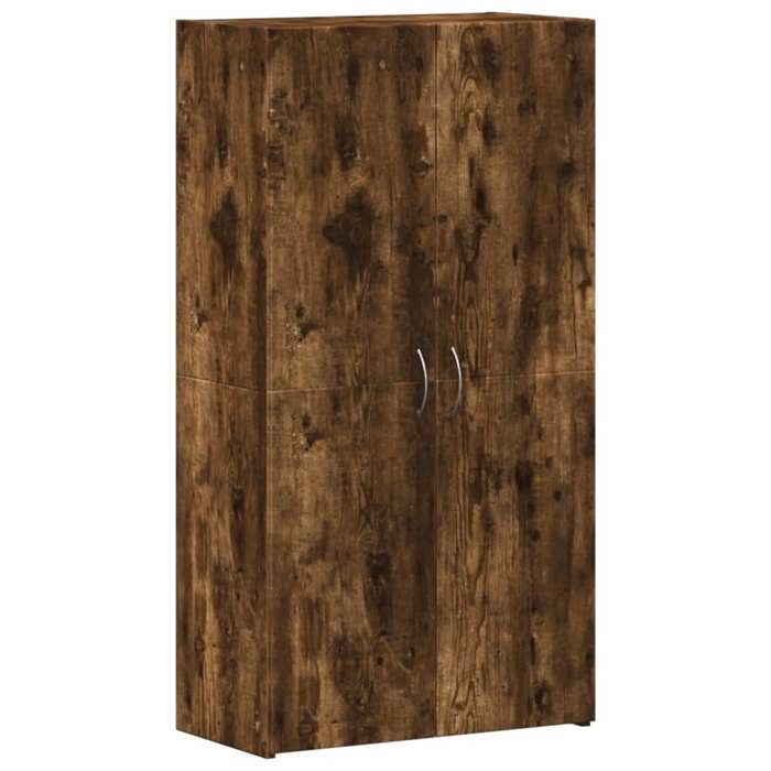 900260& Armoire de classement - Armoire bois de Bureau chêne fumé 60x32x115 cm - Bois - Panneaux de particules