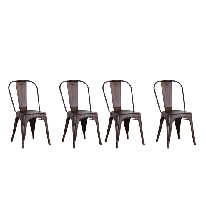 SUPFINE Chaise en Métal Chaise de Bistrot Lot de 4 Chaises de Salle À Manger en Fer avec Dossier Chaises de Cuisine Empilables