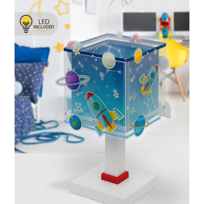 DALBER Lampe de chevet enfant LED Rocket Fusée - Veilleuse bleue double écran transparent DALBER Lampe de chevet enfant LED Rocket Fusée - Veilleuse bleue double écran transparent