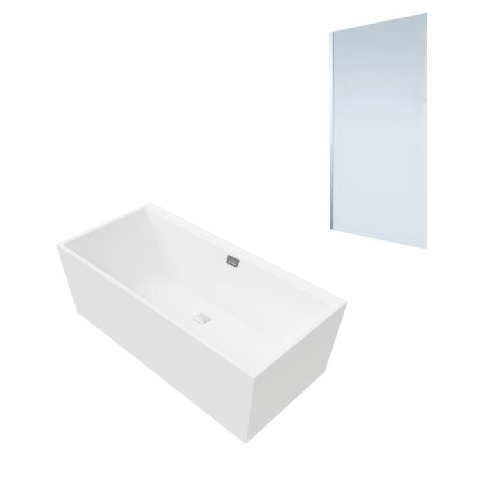 Baignoire droite VILLEROY ET BOCH Collaro 160 x 75cm vidage et trop plein chrome + Pare bain gauche AURYS Mist 1 - vue 2