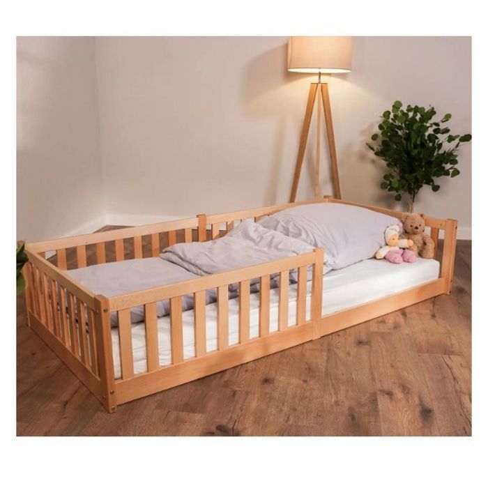 Lit cabane - TISSI - ENNO - 90x200 cm - Hêtre massif - Accès bas Montessori