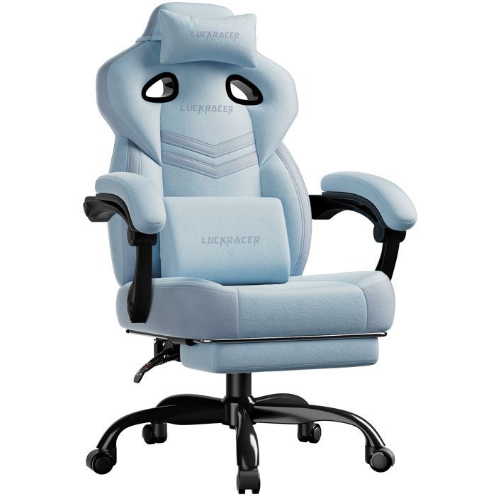 Chaise de gaming - LUCKRACER - LUCKRACER - Bleu - Mousse à mémoire de forme - Repose-pieds