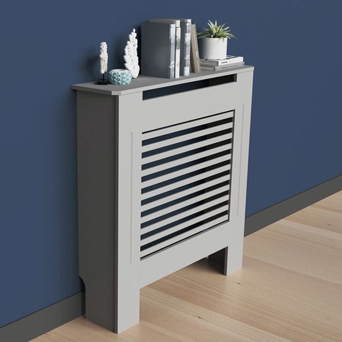 Cache Radiateur Gris Bois - Grille Couvercle Radiateur Maison de Chauffage en MDF - 78x19x92cm Horizontal