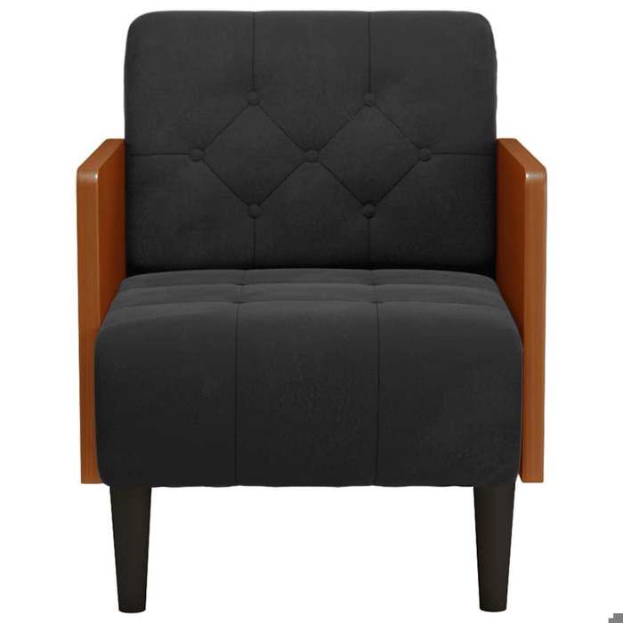 Printemps 2026 Soldes1 PC Fauteuil dappoint - CHAISE TV - Fauteuil avec accoudoirs noir 55 cm velours - 61x68x745 cm 2_178655