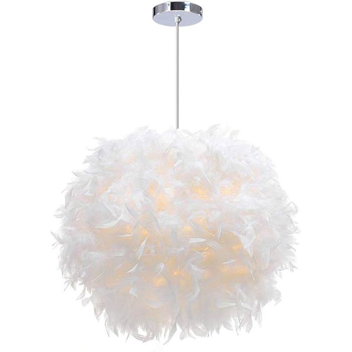 JTY Lustre Suspension Ø 30cm Lustre Plume Blanche Suspension Luminaire pour Chambre 30cm Blanc blanc LUSTRE