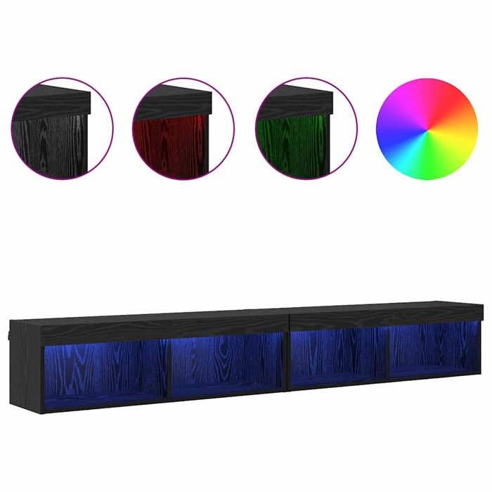 Armoires de Télévision - Noir - Meubles Télé - Desgin mural - Panama 2 pcs - POUR SALON - Chêne noir 100x30x30 cm T3630 Armoires de Télévision - Noir - Meubles Télé - Desgin mural - Panama 2 pcs - POUR SALON - Chêne noir 100x30x30 cm T3630