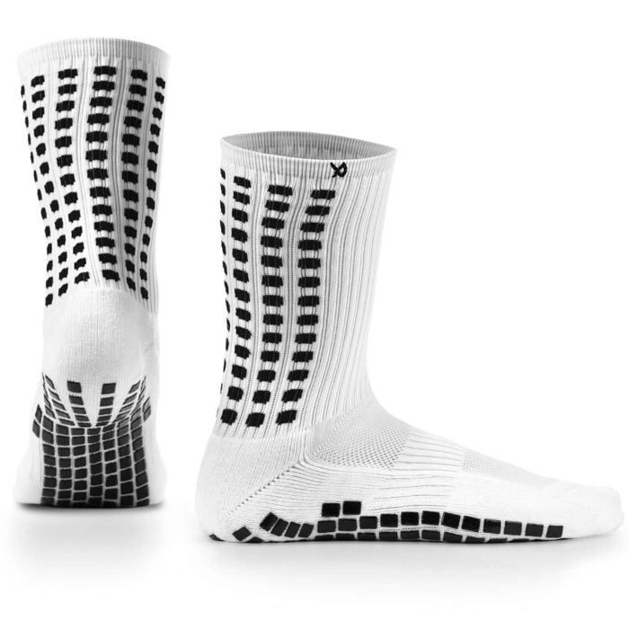 Chaussettes de football LUX Soccer Grip – Mi-mollet – Blanc – Taille adulte (UE 39–46 / US 6–11 5) – Chaussettes antidérapantes