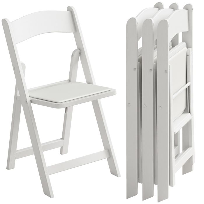 Lot de 4 chaises pliantes - HOMCOM - portables - pour intérieur et extérieur - résine et PU - 45x44x78cm - blanc