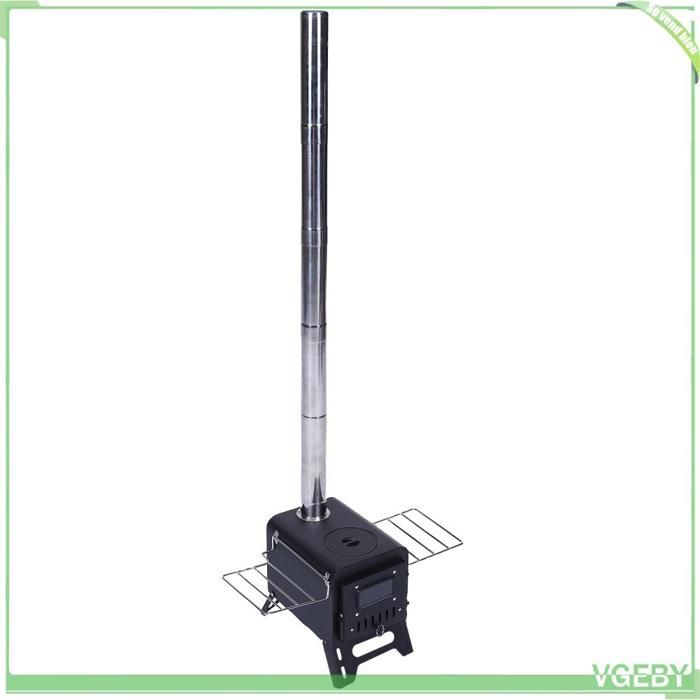 Fafeicy Poêle à bois pour tente Poêle à Bois Poêle de Camping Portable avec Tuyau de Cheminée Réglable et Porte sport vaisselle