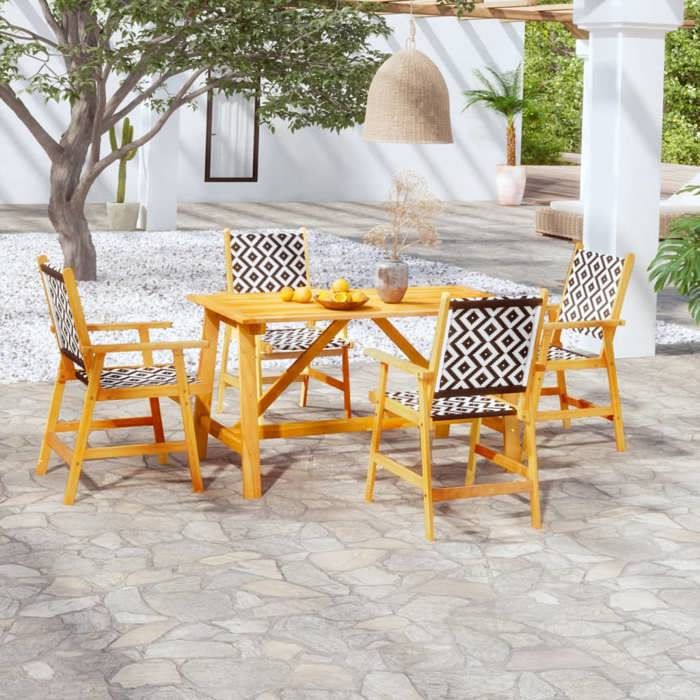 VIDAXL Ensemble Table avec chaises jardin (5 pcs) - ANTI-UV - Bois dacacia solide 140x70x73.5 cm M1064