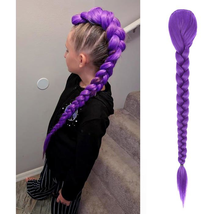Extension Cheveux Violet Longs Violets Extension de Cheveux de Fibre