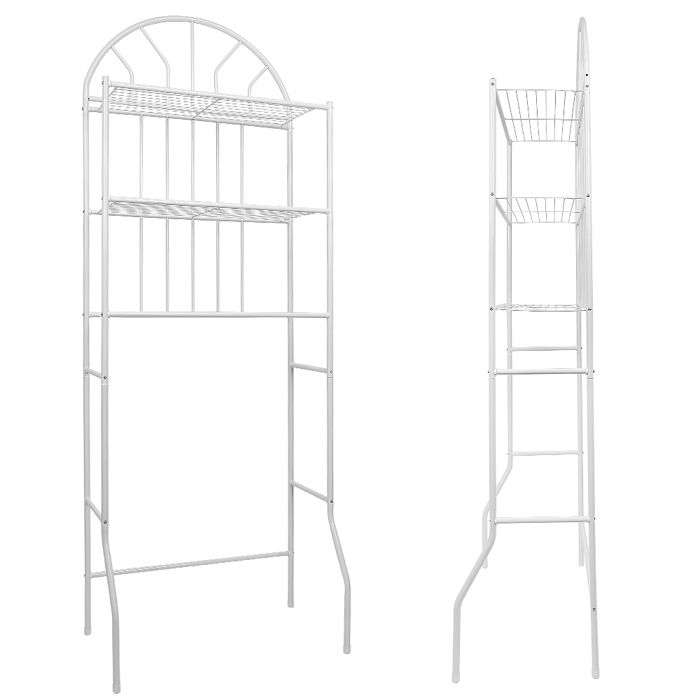 KEDIA Etagère de Salle de Bain 3 Étagères Meuble de Rangement au-Dessus des Toilettes WC (62X34X177)cm Avec 3 Tablettes Blanc