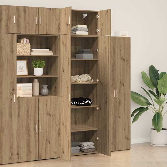 Marron Commode Salon CHIC Armoire de rangement 3 pcs Enfilade rangement Chêne artisanal 70x42.5x225 cm N10169