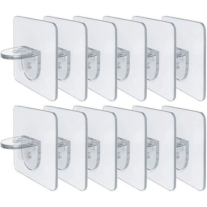 Support détagère sans perforation - Clips détagère auto-adhésifs pour armoires de cuisine - Étagères à livres - Support