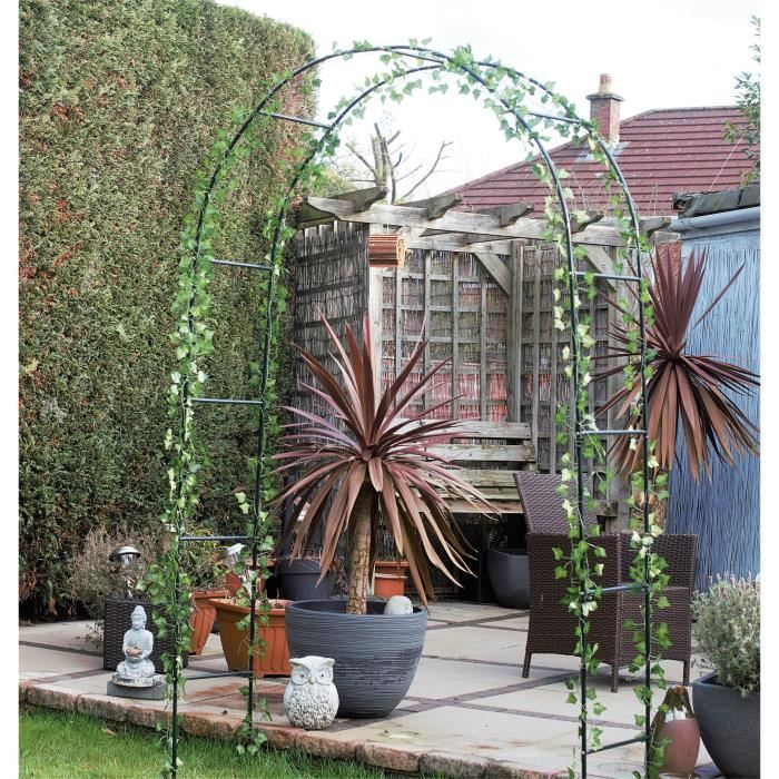 Arche de Jardin pour Plantes Grimpantes - AIDAPT - Métal - 240 cm (H) x 140 cm (L) x 38 cm (P) - Vert