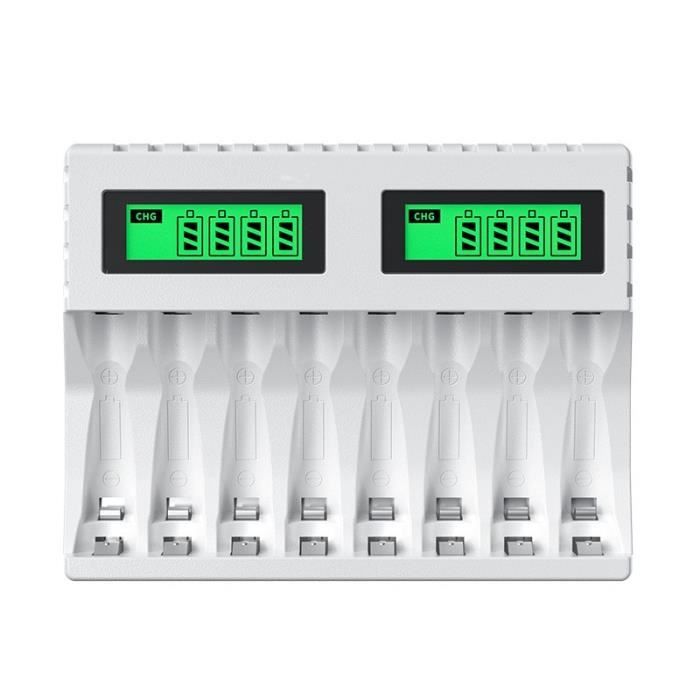 Chargeur Rapide AA 8 Emplacements Huachuang – Type C – Pour Piles Ni-MH, Ni-CD Et Lithium 1,5V – Affichage LED – Sac Magnétique