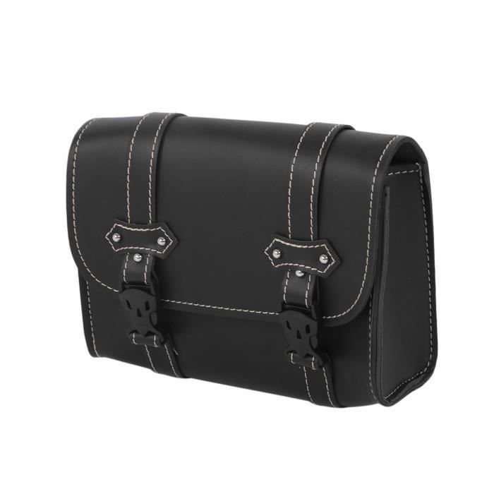 Sacoche Moto Antivol Serrure Code Sacoche Selle Moto Avec Serrure Code - Cuir PU, Universelle, Grande Capacité Noire Rangement Moto Universel