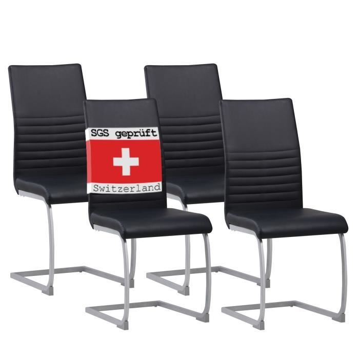 albatros murano chaise cantilever chaise de salle à manger au design moderne et revêtement en similicuir [noir]