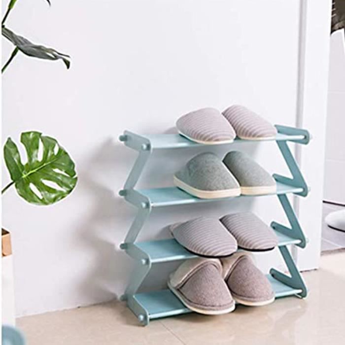 Étagère À Chaussures De Rangement Étagère De Rangement Pliable Pour Armoire À Chaussures Non Tissée À 4 Couches (Bleu Clair)
