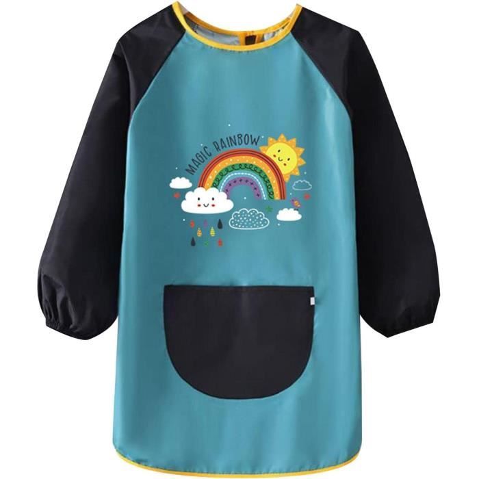 Tablier Peinture Enfant WERNNSAI - Manches Longues, 3 Poches | Licorne Arc-en-Ciel - Protection Créative