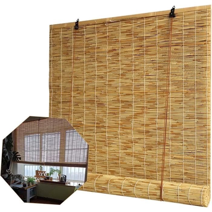 Store Enroulable En Bambou Naturel Pour Fenêtre, Terrasse Ou Pergola - 35x110 Cm, Occultant Et Style Rétro