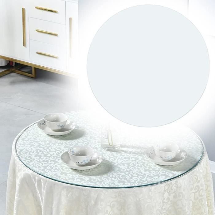 Plateau De Table Rond En Verre Trempé Noir - Diamètre 60 Cm, épaisseur 0,8 Cm, Design Marbre, Facile à Nettoyer - 12