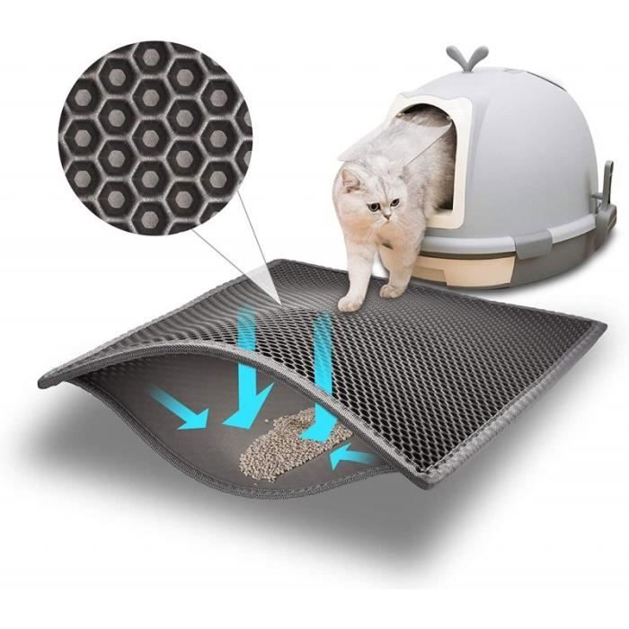 Meilleurs prix pour Bac à Litière pour Chat Antidérapant Imperméable Double Couche Pliable Facile à Nettoyer Nid d'abeille Design