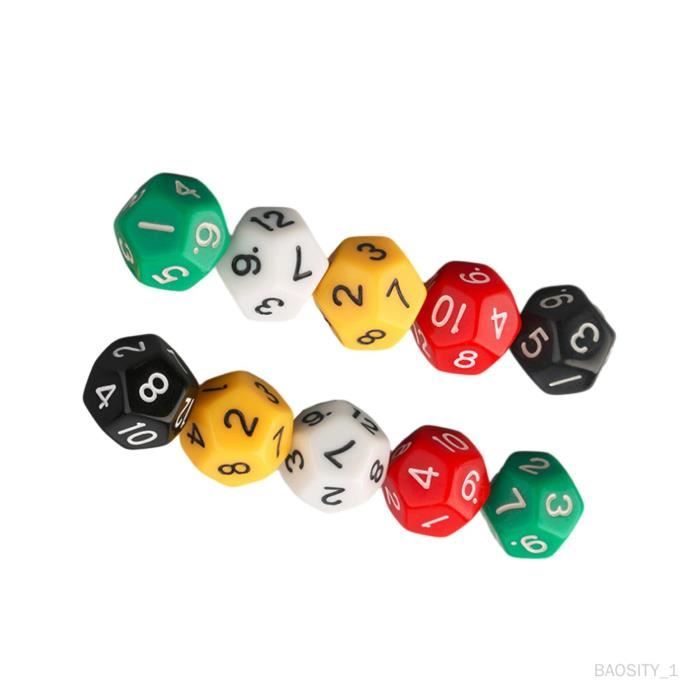 Lot De 10 Dés Acryliques Multi-Faces Ronds – 16 Mm – Jeux De Rôle, Mahjong, Accessoires De Jeu – Design Élégant