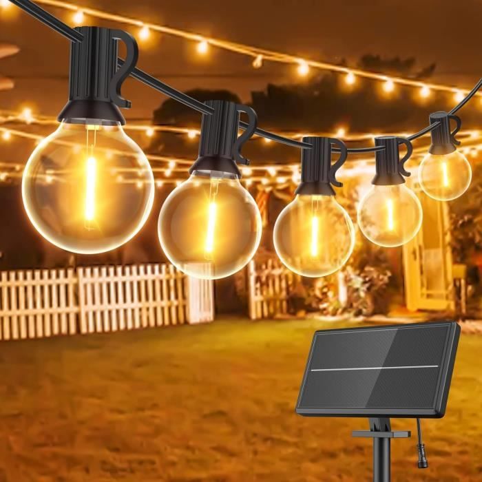 Guirlande Lumineuse Solaire D'Extérieur 15m 4 Modes 25+2 Ampoules LED  Incassables - Cdiscount Maison