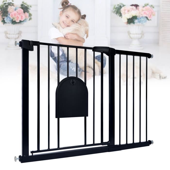 Meilleurs prix pour YRHOME Barrière de sécurité 105 à 115cm pour escalier de barrière de porte porte pour animaux de compagnie Noir barrière de sécurité