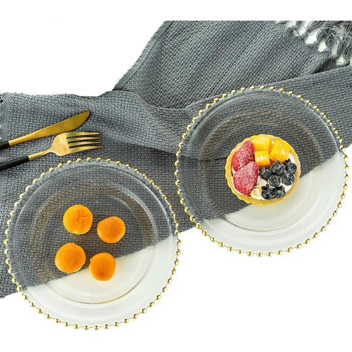 Assiettes NUTRIUPS 25.4cm Lave-vaisselle Micro-ondes Transparentes Lot De 4 Assiettes En Verre Trempé NUTRIUPS 25.4cm - Transparent Lave-vaisselle Couverts Verre Résistant