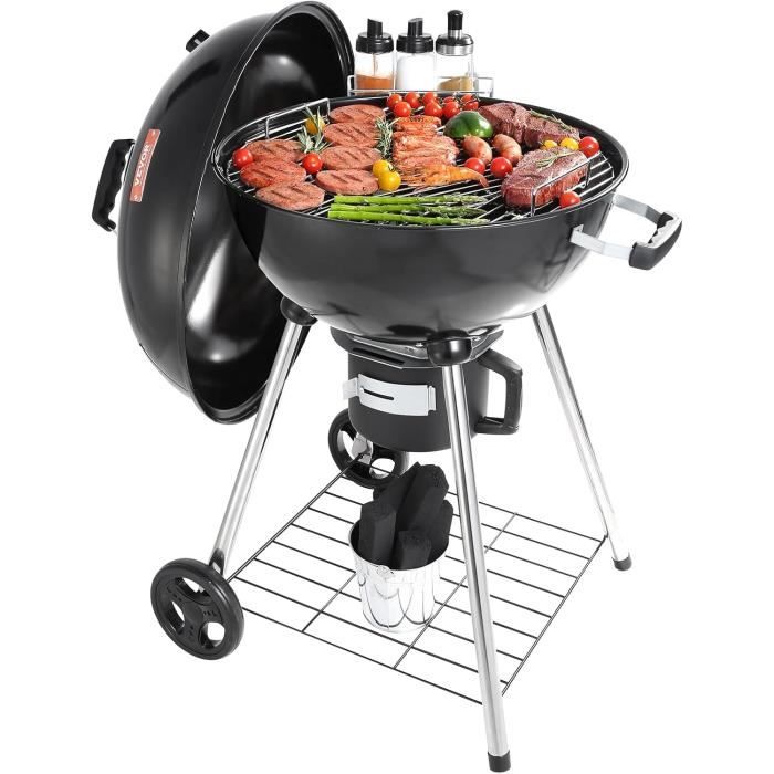 Barbecue Charbon de Bois avec roulettes, 42 cm, Grill Rond sur Roues