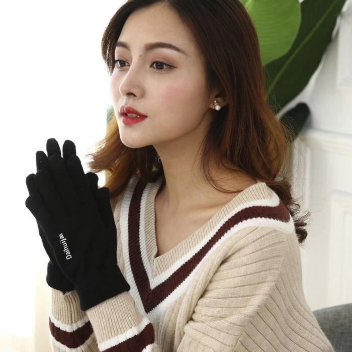 ZASFOU Gants D'Hiver Femme Touchscreen - Doublure Polaire, Manchette En Fausse Fourrure, Taille Unique