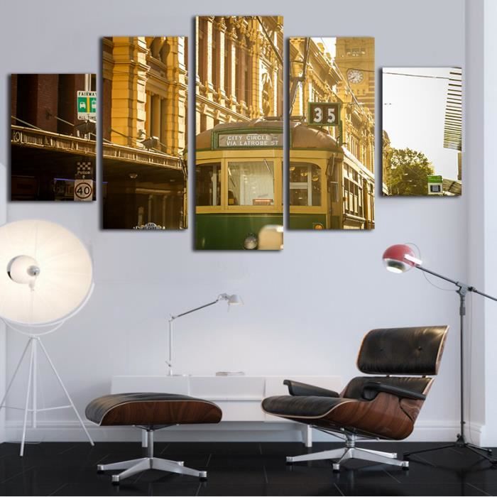 Vintage Bus Toile Peintures 5 Pieces Art Wall Photos Pour Salon De La Maison Decor Peinture Pas De Cadre Achat Vente Tableau Toile Cdiscount