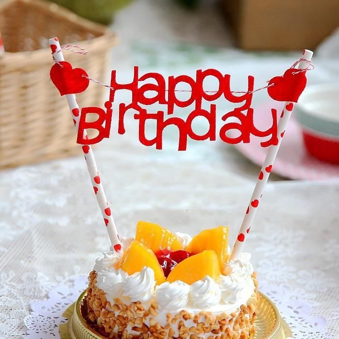 Joyeux Anniversaire Gateau 1pcs Pavillon Gateau Cupcake Topper Cdiscount Au Quotidien