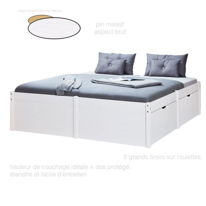 Grand Lit Lit 180x200 Avec Sommier Lit 2 Personnes Lit Double