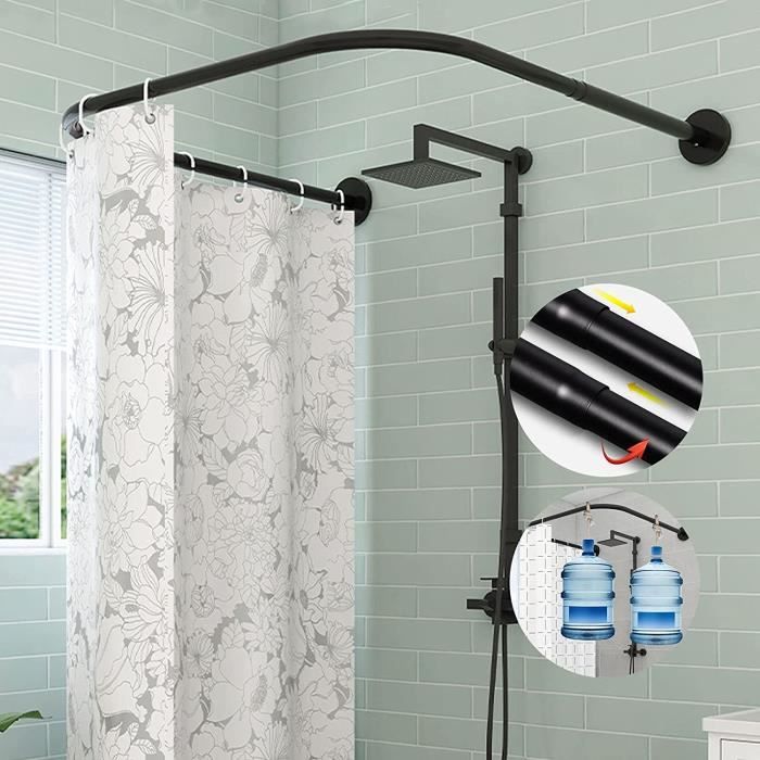 Tringle à Rideau De Douche en U,Barre De Douche Angle Extensible sans