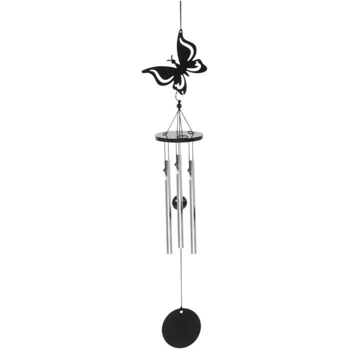 Carillon à Vent 4 Tubes Métal + 5 Cloches - 67 Cm - Décoration Extérieure Jardin, Terrasse - Aluminium