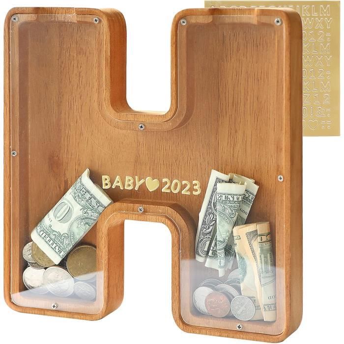 Tirelire En Bois En Forme De Lettre Personnalisée, Tirelire En Papier