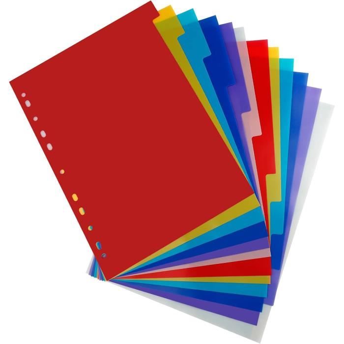 Intercalaires répertoire numérique 1-12, A4 Mylar, en couleurs - RETIF