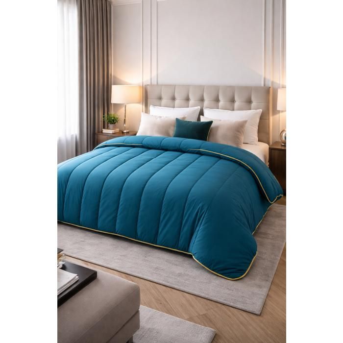 Couette tempérée Bleu Pétrole - 2 personnes 240x260 - MI SAISON - MORTREUX