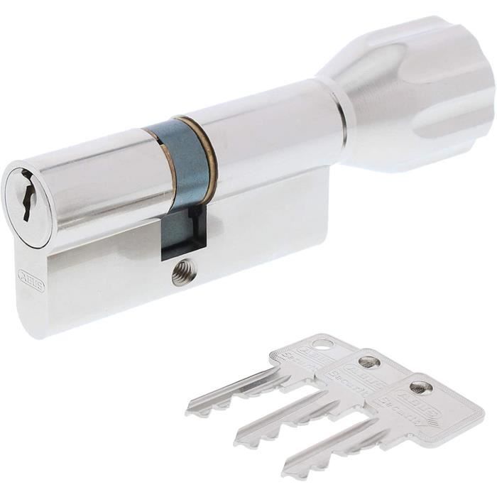 Cylindre De Serrure Double ABUS Titalium 30/50 - Modèle TI14ST, Jusqu'à 100 Clés, Avec Fonction D'urgence, Couleur Argent