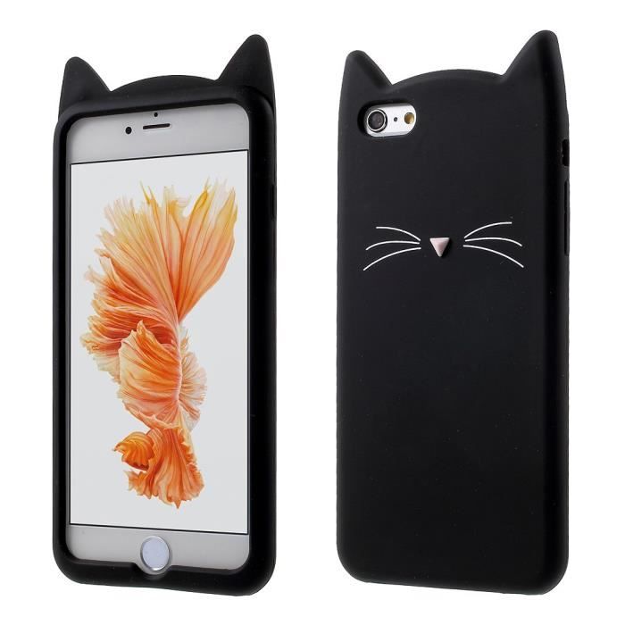 Coque En Silicone 3d Chat Barbu Souple Pour Iphone 6s 6 Noir Cdiscount Telephonie