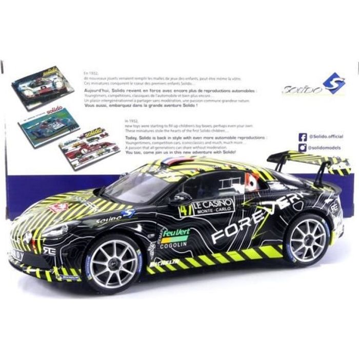 Voiture Miniature de Collection - SOLIDO 1/18 - ALPINE A110 Rally - Monte Carlo 2022 - Black / Yellow - 1801618